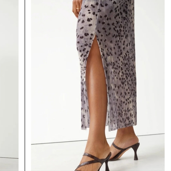 & other stories lavender and Grey gray mesh leopard print maxi dress high neck s - Picture 6 of 8